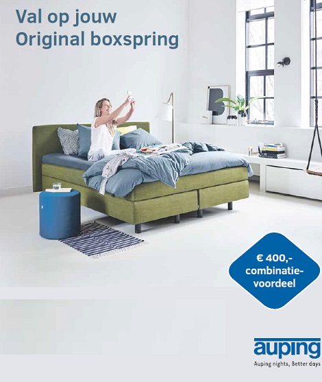 Kies AUPING Original boxspring met hoofdbord, bedbodem, matras ,400 euro voordeel