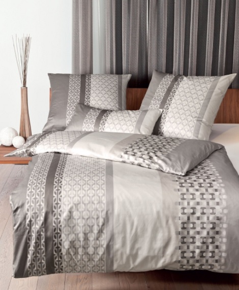 JANINE «Messina 4303-07 sand,beige,streep, nebel» Mako Satin, Baumwolle