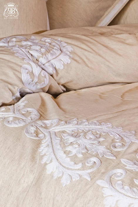 Dutch Boudoir Fleur de lin,overtrek set,naturel,ecru, kant geborduurd,romantiek luxe bed,litsjumaux