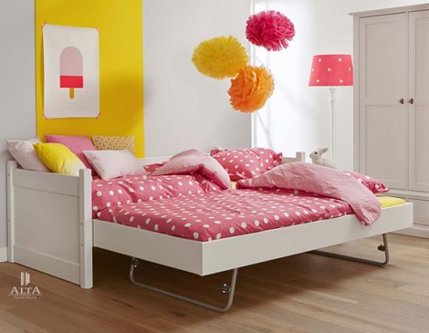 Alta onderschuifbed,jump,poten,wit,stone grey,white wash,antraciet,logeerbed