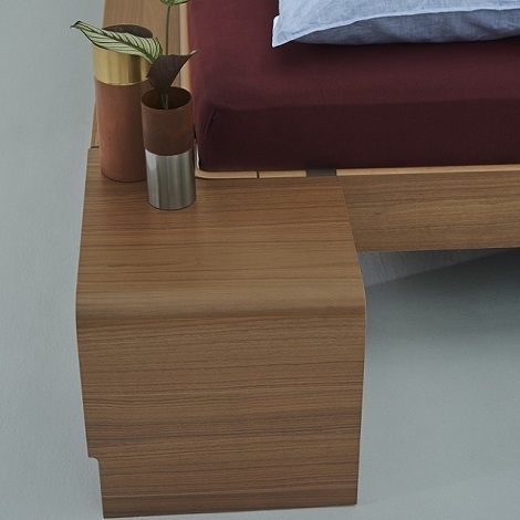 Auping Auronde achterelement,bedframe natural walnut beits,alu oogje,Rusty red