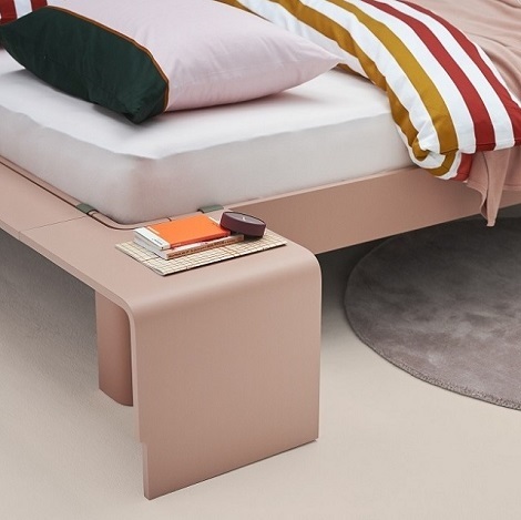Auping Auronde achterelement,bedframe skin oak,aanhaaktafeltje,alu oogje, Forest green