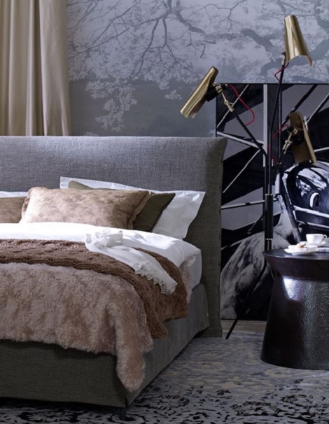 Boxspring Pablo design, hoofdbord recht, blauw