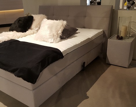 A-Sleep boxspring,setprijs,litsjumaux bed met splittopper,latex,elektrisch verstelbaar,grijs,hoofdbord,gestikt blok 