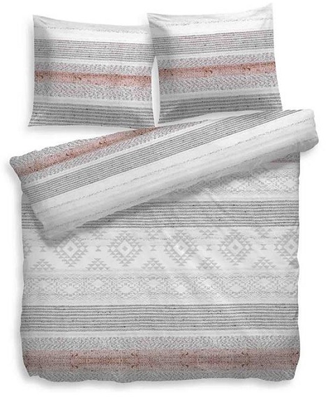 flanel dekbed Mika streep,noors, grijs, wit, rood, zwart. HNL