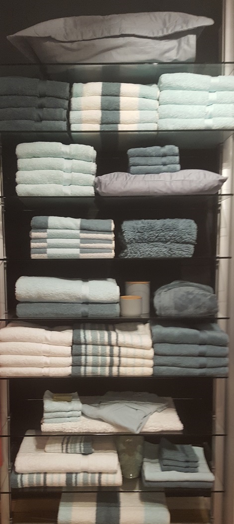 Handdoek Ranger streep, blok, uni groen,celadon,badmat,badjas, kussen,overtrek kopen