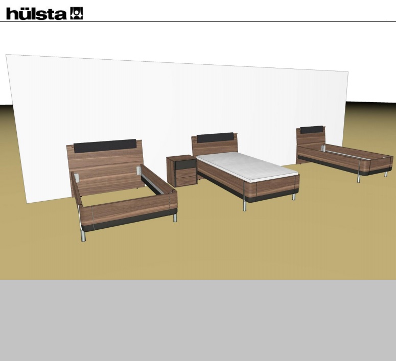 Hulsta senior bed noten, lak grijs, design, modern, comforthoogte, twijvelaar,90,100,120 cm. breed kopen