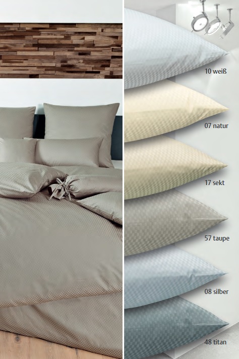 Janine overtrek satijn Rubin 1323 blok-dessin wit, zilver,taupe,sekt, naturel,titan