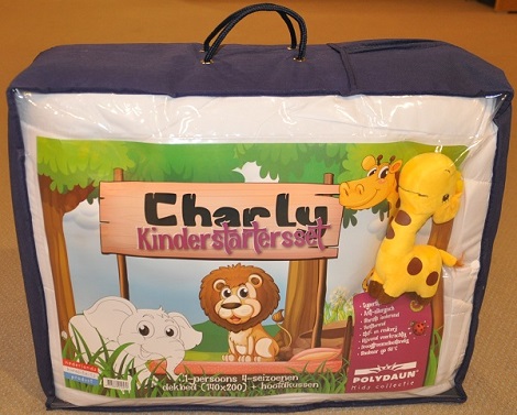 Chalie kinderdekbed-set met kussen, 140x220,antiallergisch,wasbaar,Polydaun,