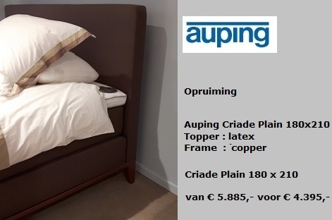 Opruiming Auping Criade,vlak,topper latex,180x210,cappucino,copper,pocketmatras,medium,firm