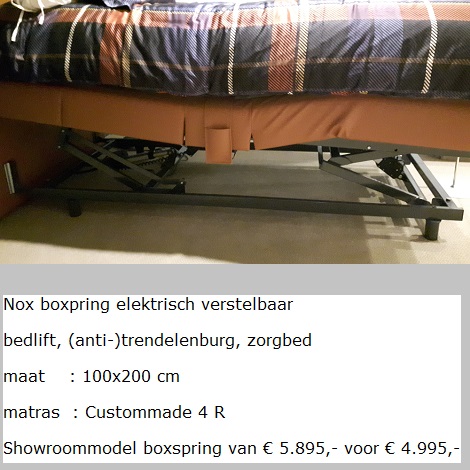 Opruiming eenpersoons boxspring, elektrisch,bedlift Nox