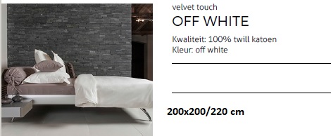 Overtrek Uni Twill,zacht katoen,off-white,velvet touch 200x200 cm.HNL