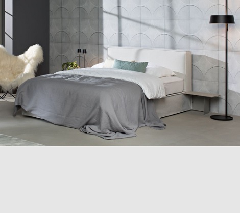 Schramm Purebeds Ell,stoer bed, hoofdbord kubus 15 cm dik,stof afneembaar aanhaaktafel Interlubke