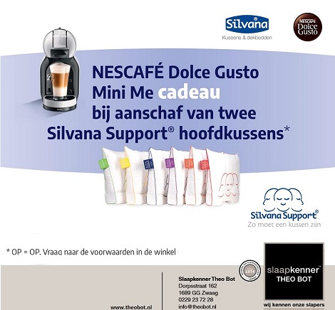 Bij aankoop van twee Silvana Support-kussens krijg je nu een luxe NESCAFÉ Dolce Gusto koffiemachine cadeau!