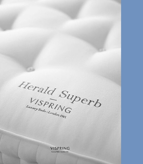 Vispring matras Herald Superb,pocketveer matras,katoen,paardenhaar,Brits wol,natuur bed