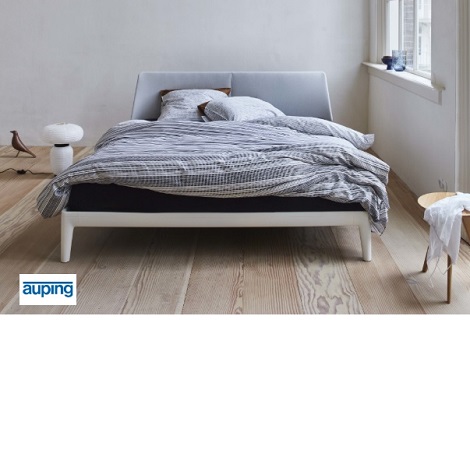 Auping Essential bed met hoofdbord stof grey, frame pure white