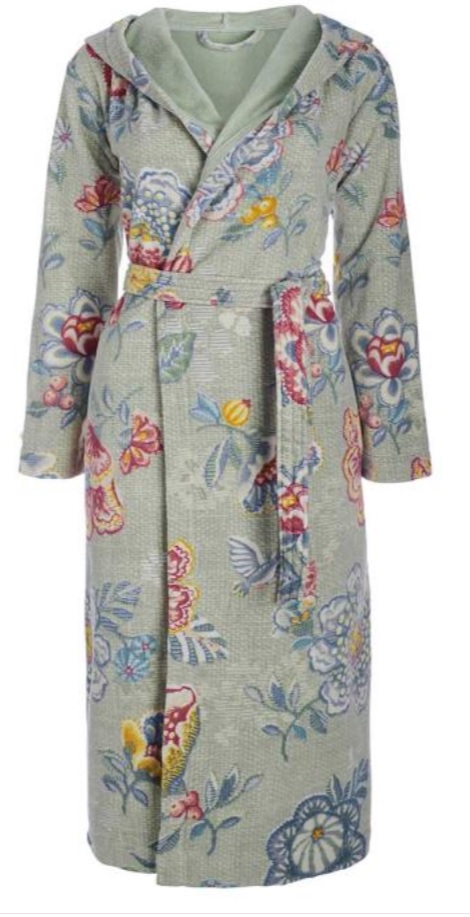 Badjas Pip Berry Bird green, groen, bloemen, maat L,M,S,XS