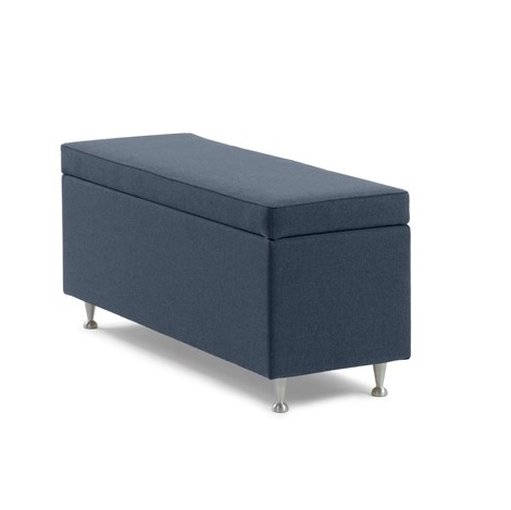 Bedkoffer, dekenkist met opbergruimte, deksel softclosing Stof: blauw Maat:125x45x36 cm. of 150x45x36cm VIKING