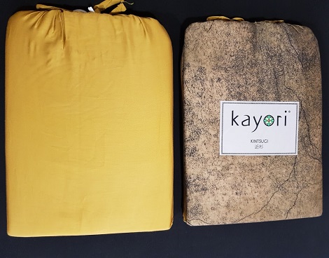 Dekbedovertrek Kayori Kintsugi,eco,katoensatijn,geel,oker,zwart,grafisch