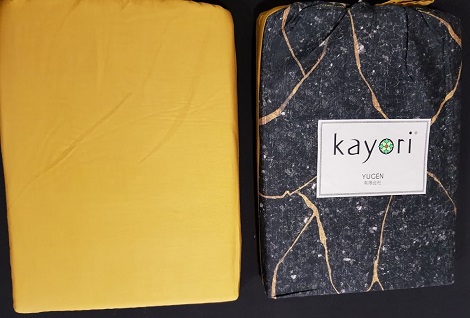Dekbedovertrek Kayori Yugen,eco,katoensatijn,geel,oker,zwart,beige,grafisch