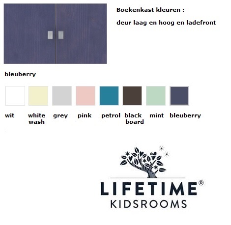  Lifetime boekenkast kleur front van deur, ladefront,wit ,white wash,grey,pink,petrol,black board,mint,bleuberry