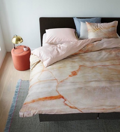 Auping dekbedovertrek Etowah satijn -goud -marmer -effect -geel -