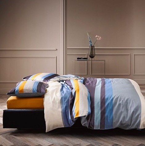 Essenza overtrekset Edith streep navy, blauw, wit, geel