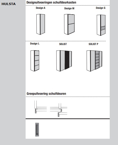 Hulsta schuifdeur model  deur A,M,G,L,Solist