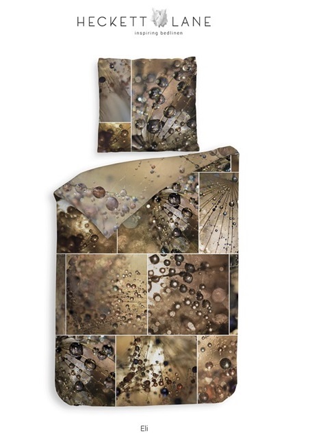overtrek katoensatijn gold,copper, Eli HNL parels,waterdruppels 240x200 cm