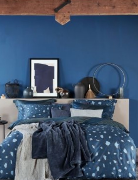 dekbedovertrek Farce Bleu, panterprint, katoensatijn, blauw,, 240x200/220 VanDyck  kopen