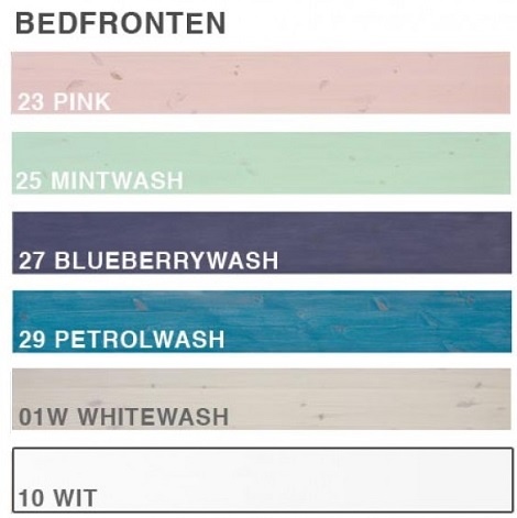 Lifetime bed front wit, whitewash, pink, mint, bleuberry, blackboard, petrol