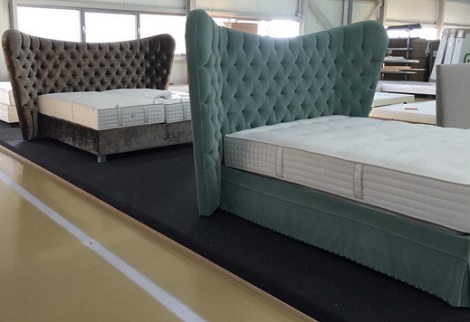 Schramm handmade hoofdbord Prado,gecapitoneerd,boxspring,grand cru matras